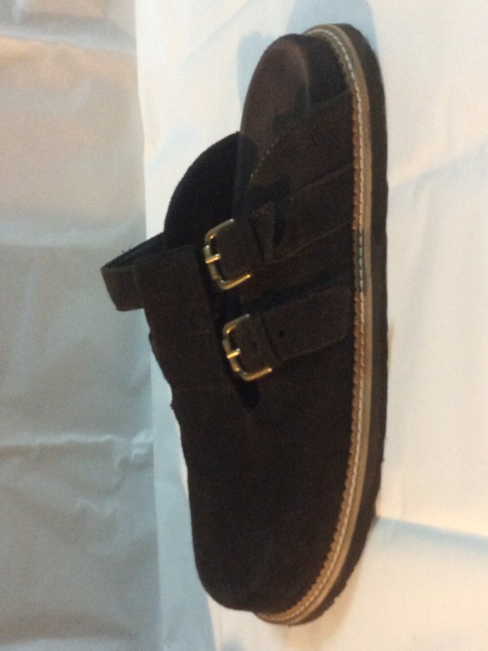 Browns Suede Double Buckle Clog Mules Size 39